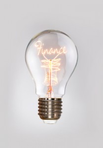 light bulb with finance