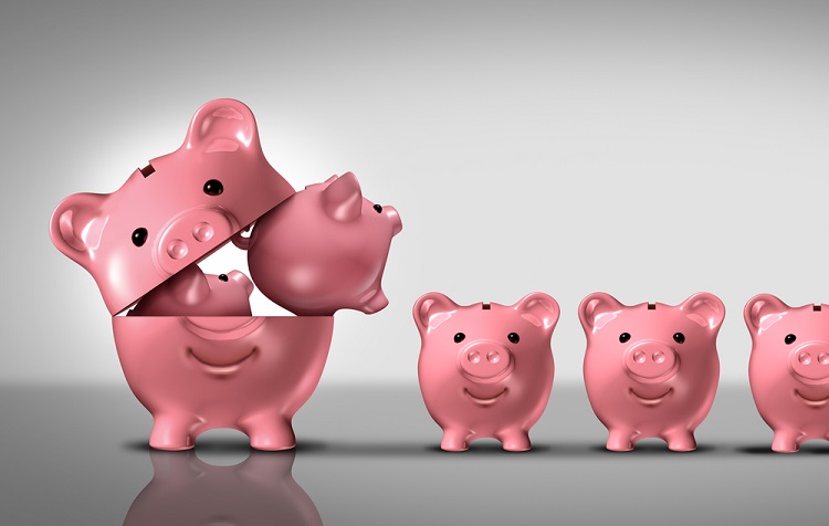 several pink piggy banks